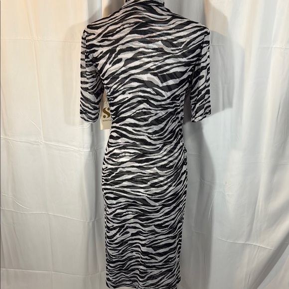 S by Serena Black and White Asymmetrical Zebra Print Dress - Picture 8 of 10